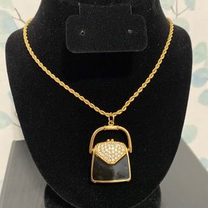Gold Tone Rope Chain With Purse Pendant
